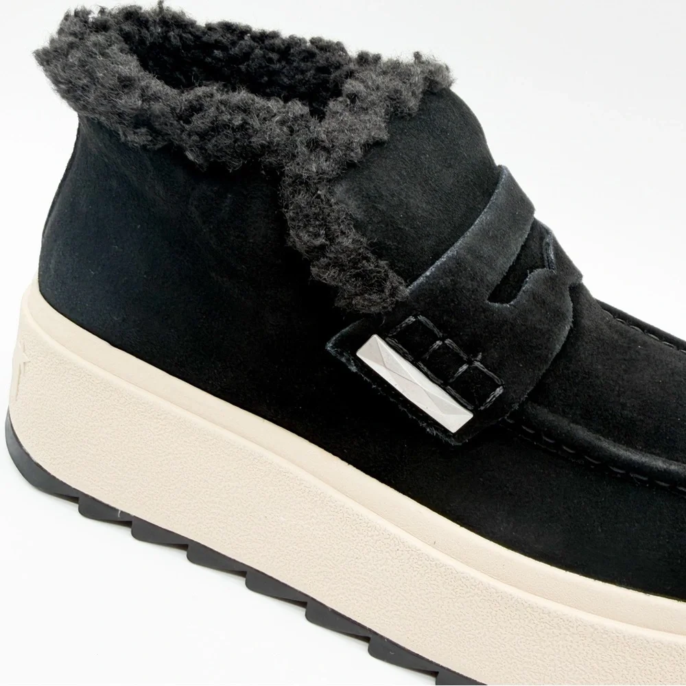 Ash Magic Moc Platform Lug Sole Ankle Boot Suede Shearling Black EU41 US 11 NEW